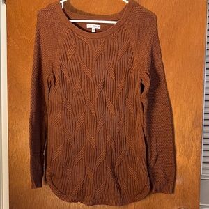 Sonoma Cable Stitch Crewneck Sweater in Rust